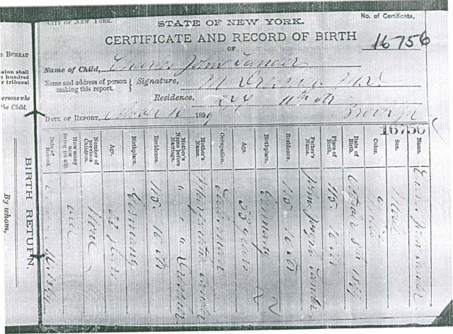 Sander record of birth